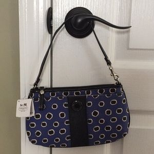 Coach wristlet blue with black dots